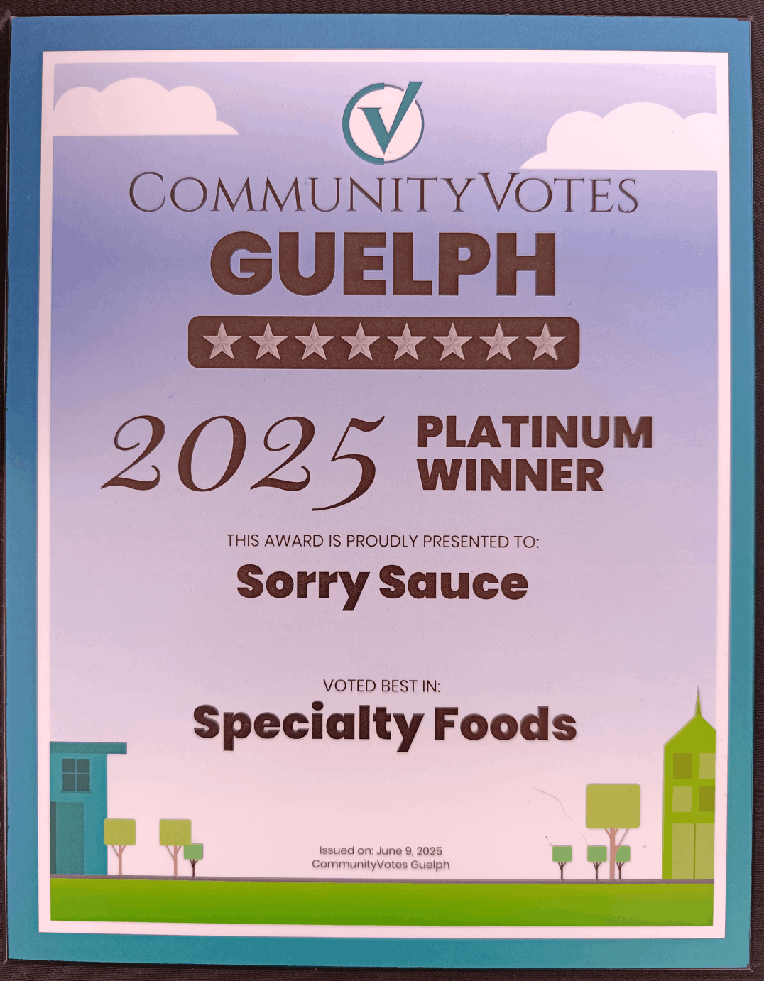 2025 Community Votes Guelph, Platinum Winner, Specialty Foods